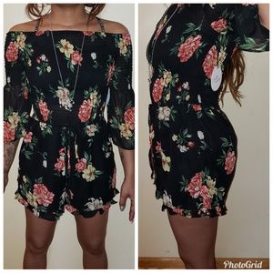 Black Floral Romper